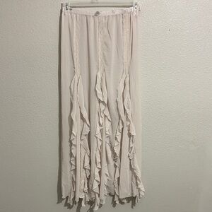 Free People Intimately Cream Sheer Maxi Skirt Rodeo Ruffles Romantic Bohemian